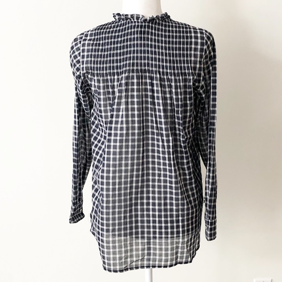 J.Crew | Gingham Pleated Bib Ruffle Trim Shirt NWT - Picture 6 of 7
